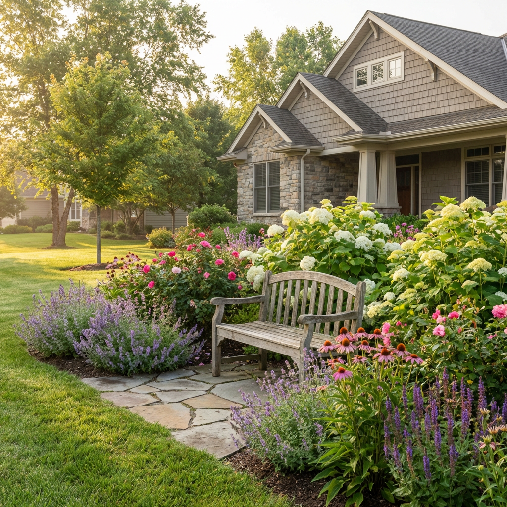 Front yard with small garden