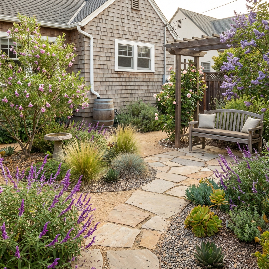Small backyard with native plants