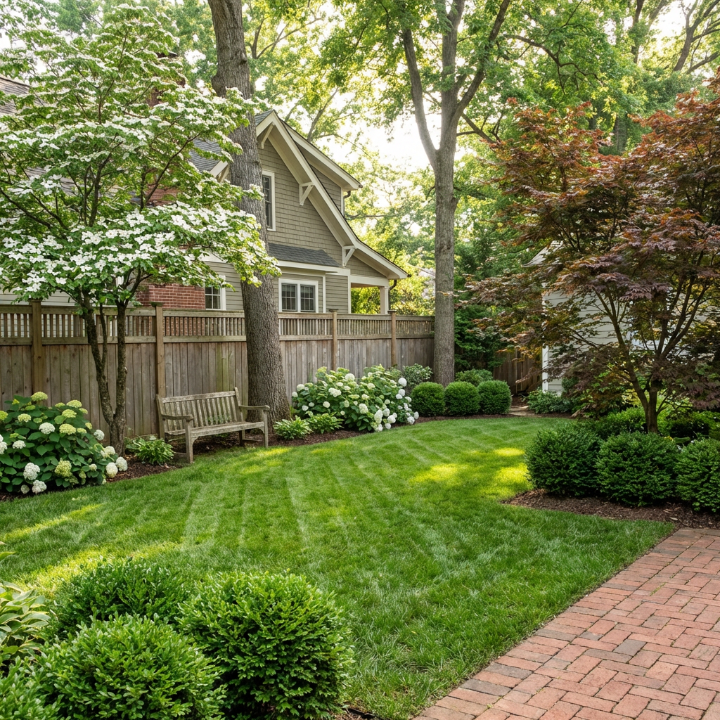Simple lawn in a backyard