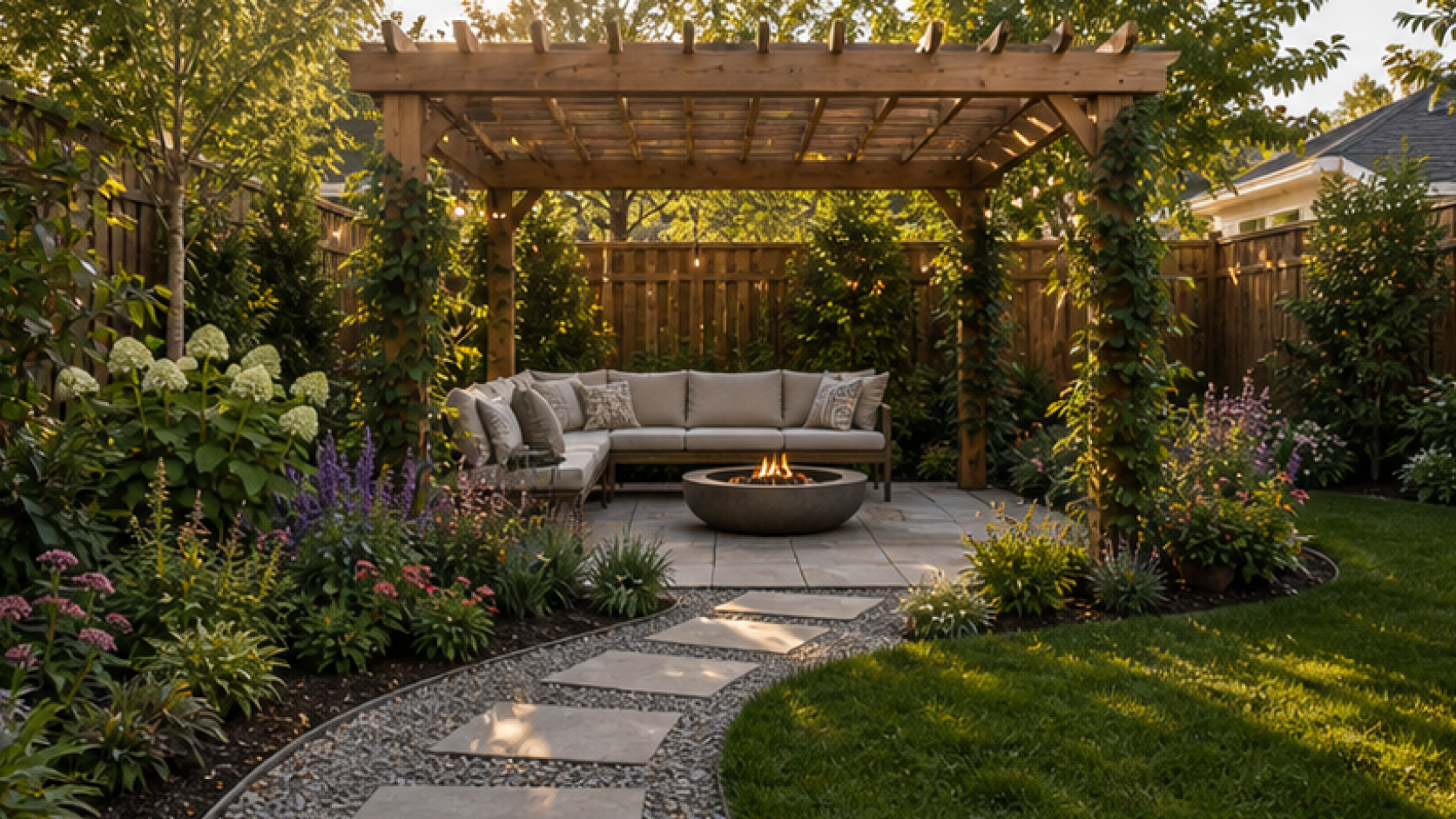 AI Landscape Design Free with a pergola accent