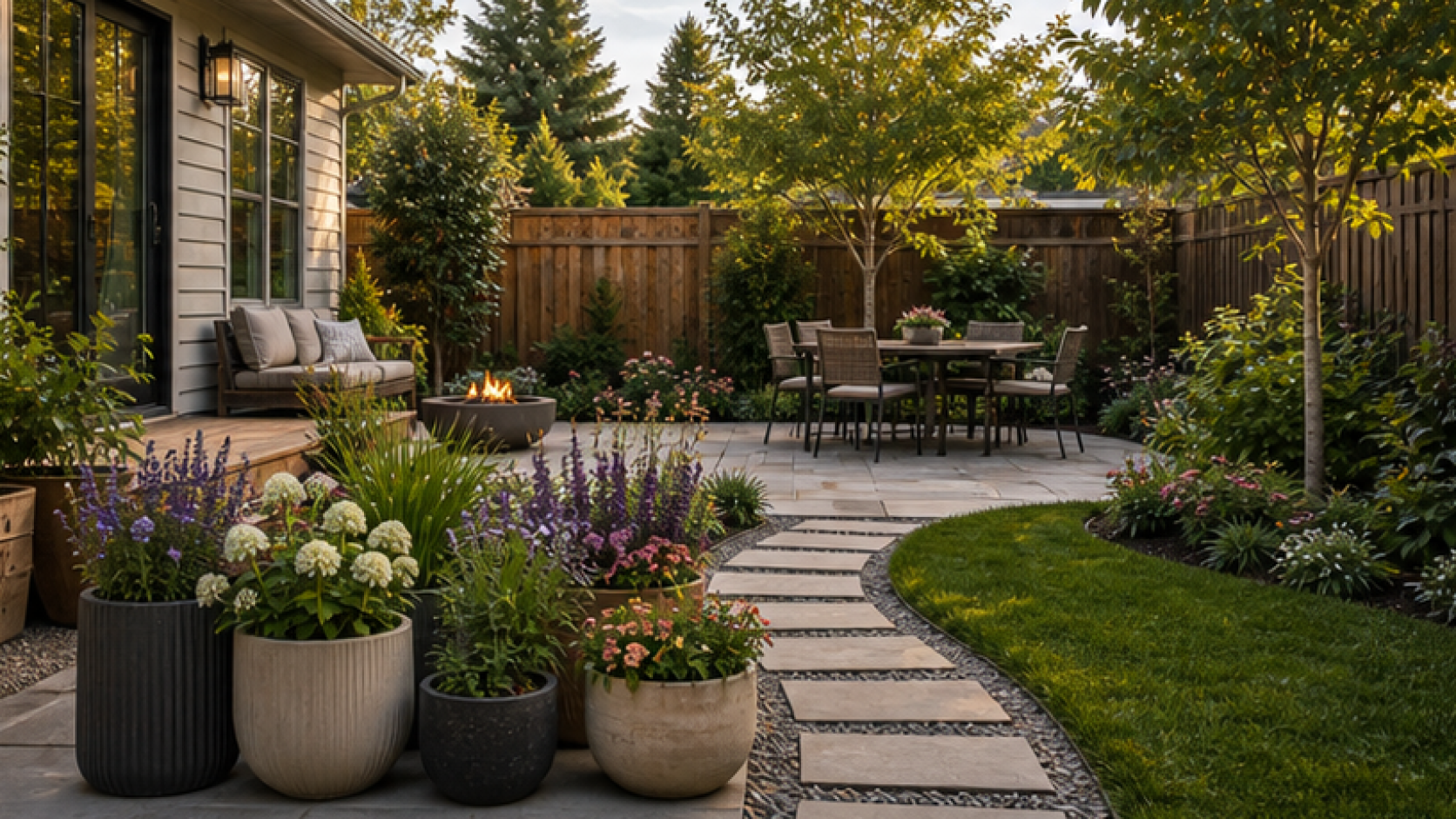 AI Landscape Design Free with grouped planters