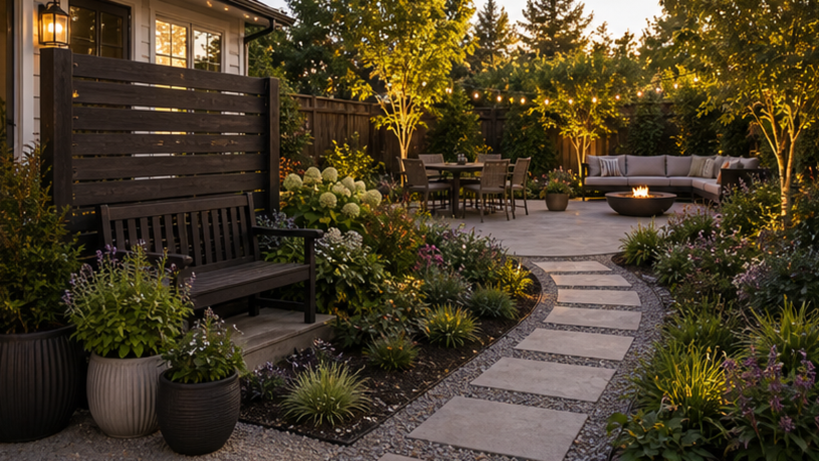 AI Landscape Design Free with dark wood accents
