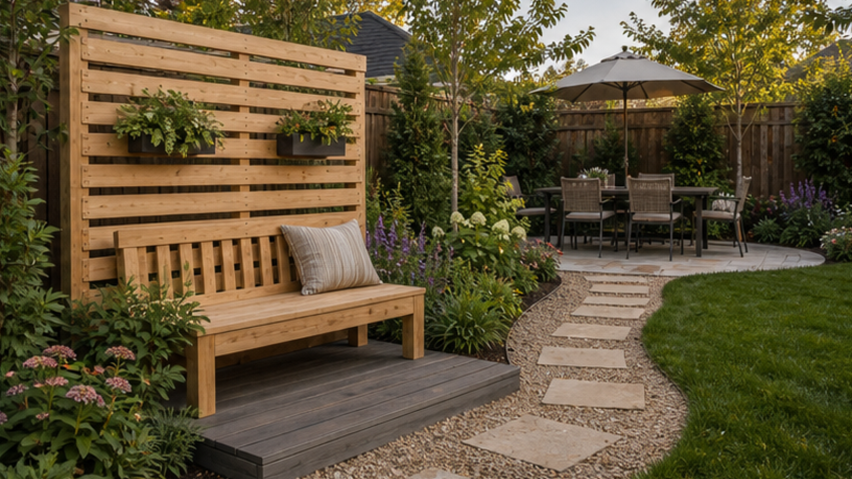 AI Landscape Design Free with natural wood accents