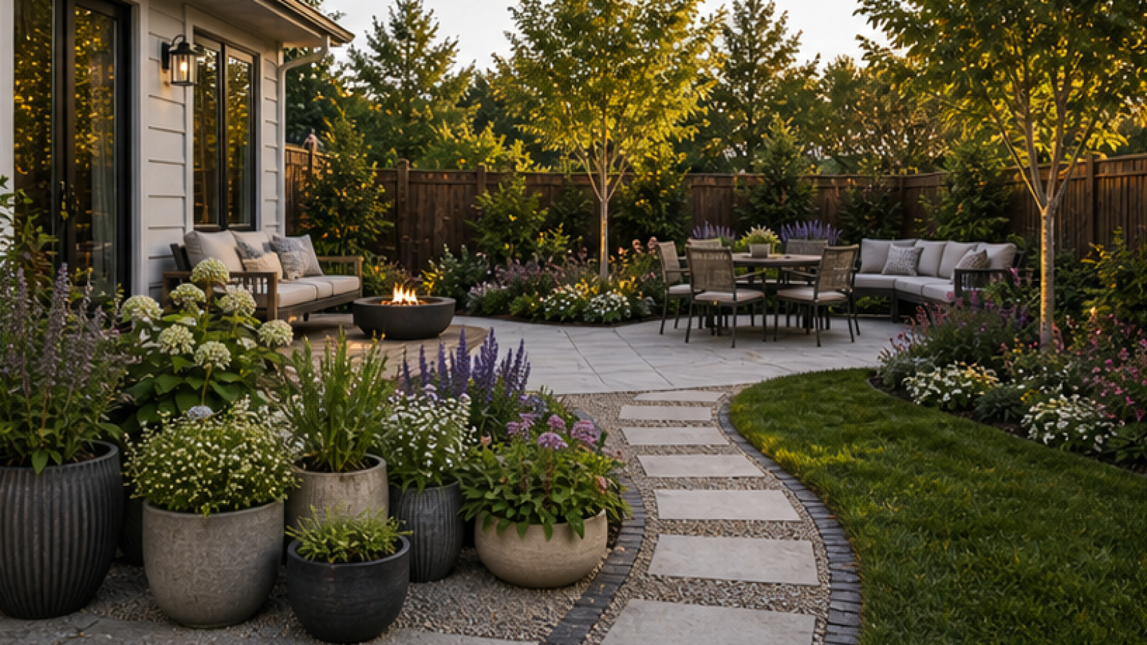 AI Landscape Design with grouped planters