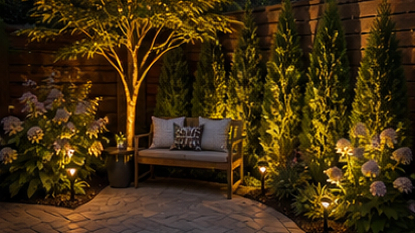 Backyard Corner Landscaping Ideas lighting idea