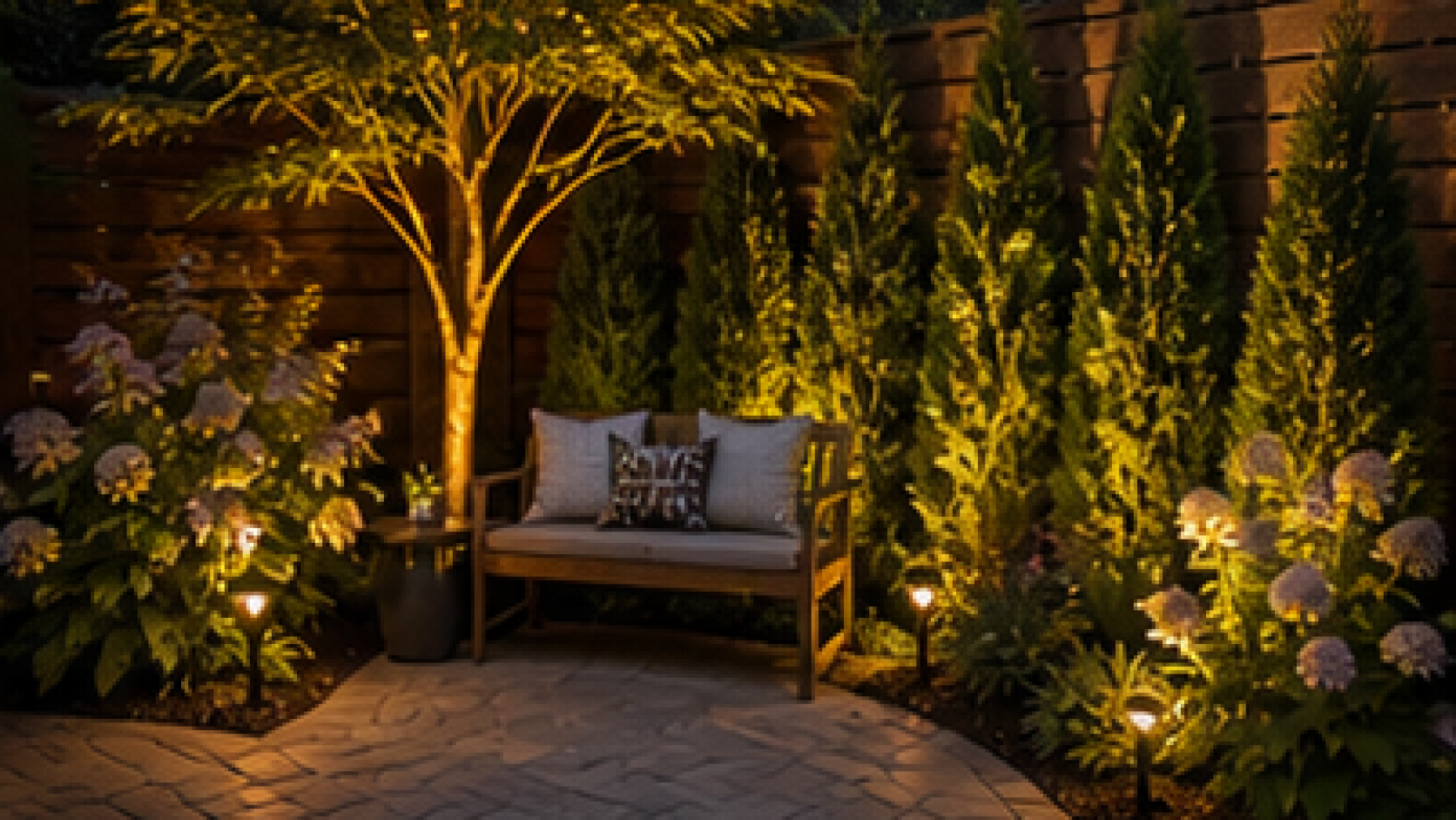 Backyard Corner Landscaping Ideas lighting idea