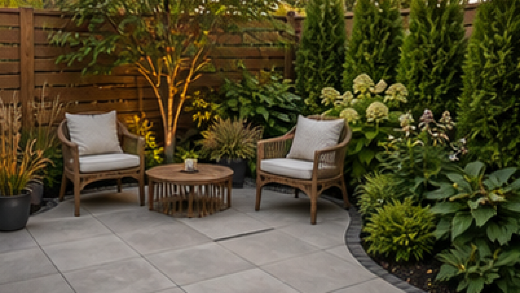 Backyard Corner Landscaping Ideas with light pavers