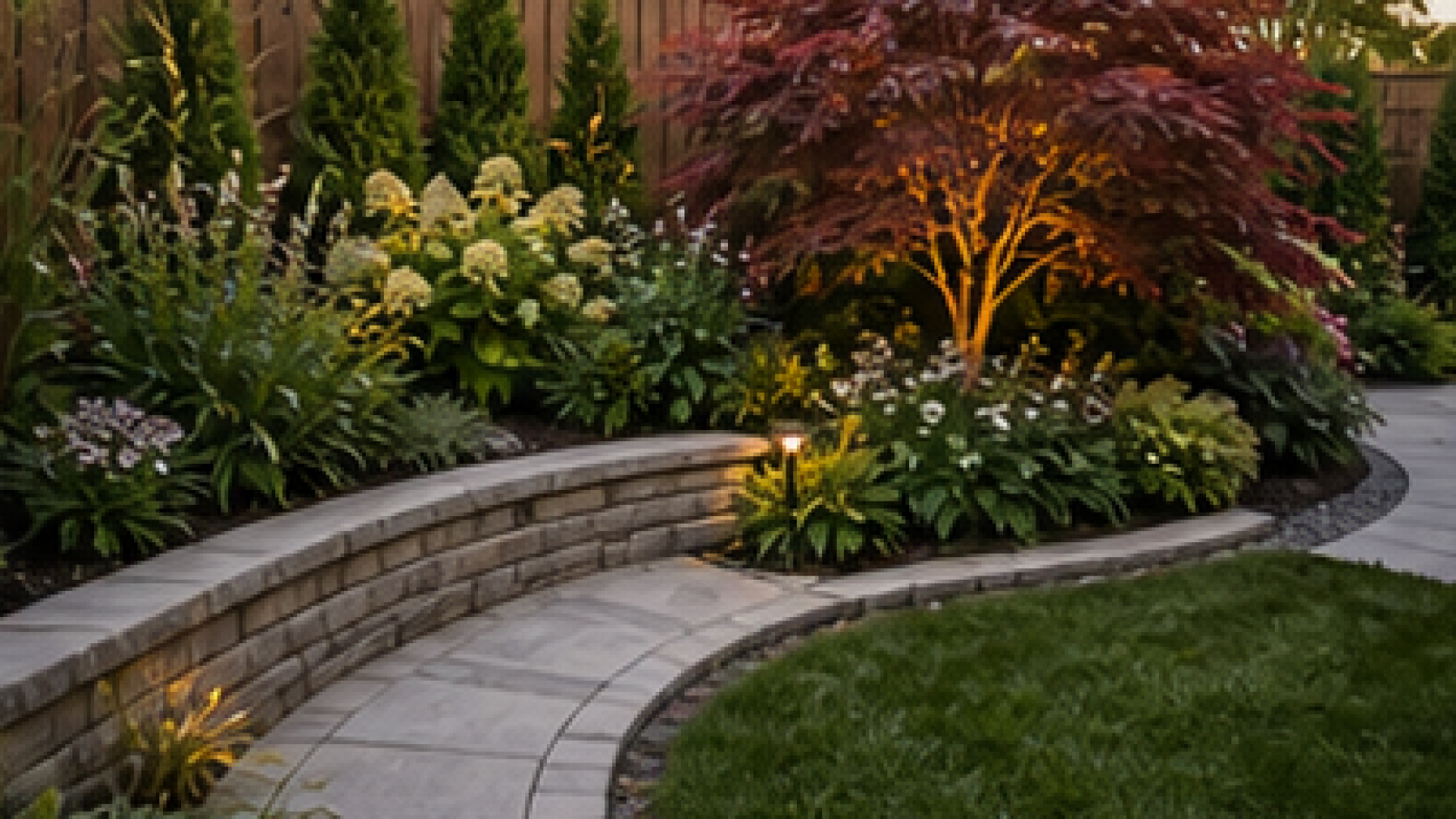 Backyard Corner Landscaping Ideas with stone border