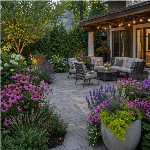 Backyard Design Ideas with seasonal color
