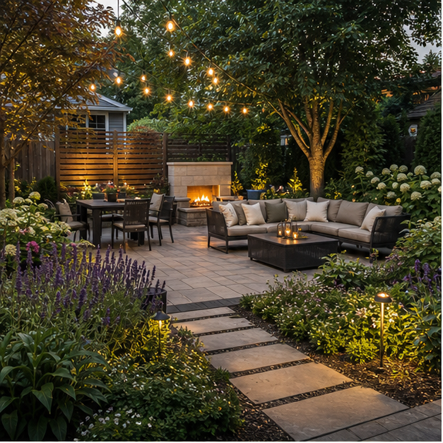 Backyard Design Ideas with seating zone