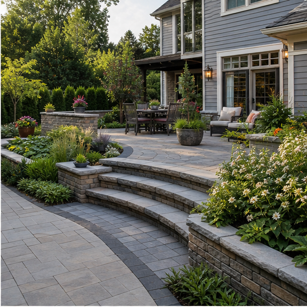 Backyard Design Ideas with stone texture