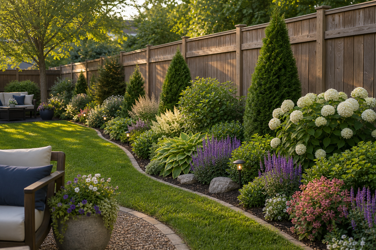 Backyard Fence Line Landscaping Ideas overview