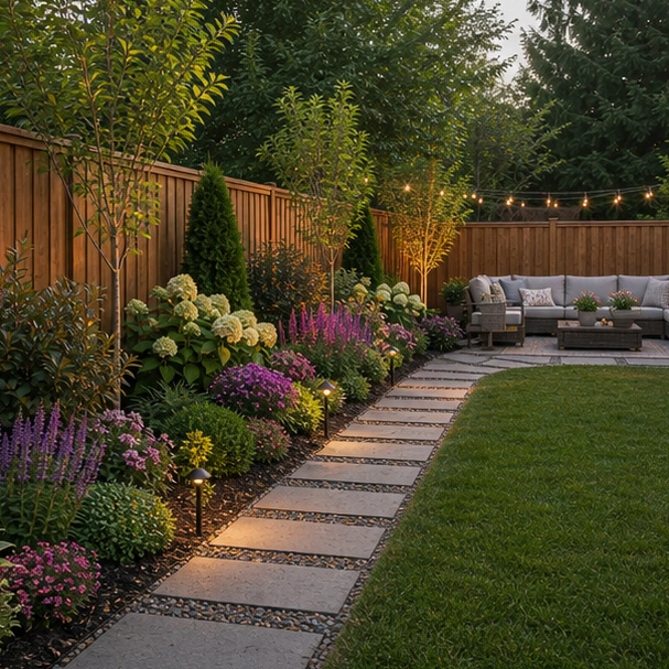 Backyard Fence Line Landscaping Ideas layout idea
