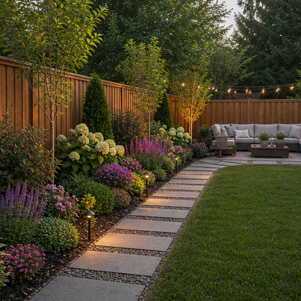 Backyard Fence Line Landscaping Ideas layout idea