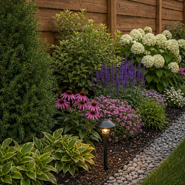 Backyard Fence Line Landscaping Ideas materials and planting