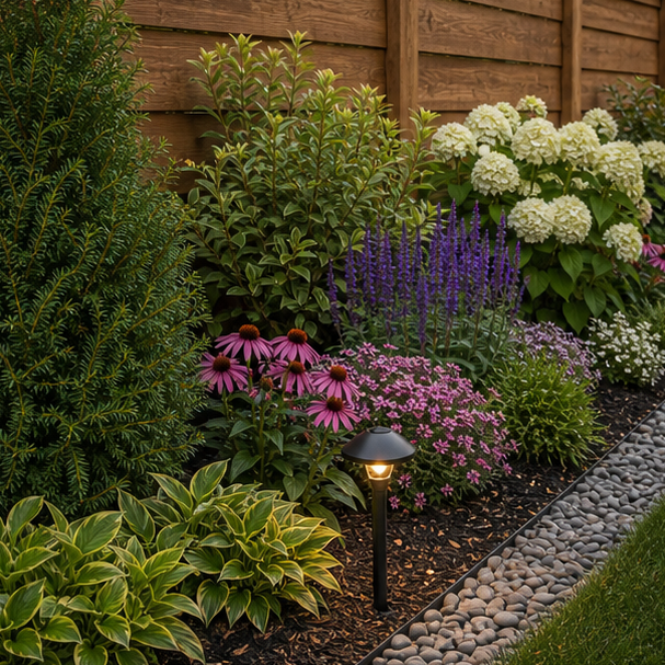 Backyard Fence Line Landscaping Ideas materials and planting