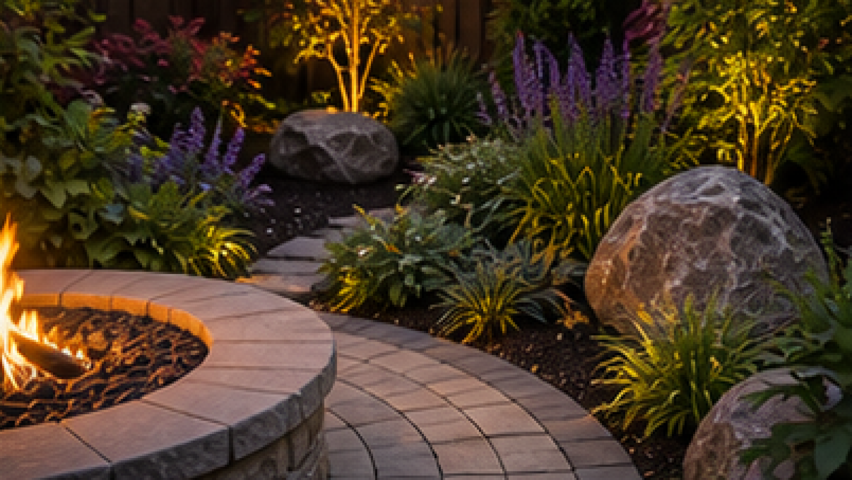Backyard Fire Pit Landscaping Ideas planting and material detail