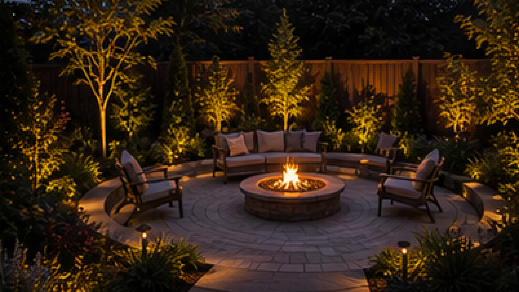Backyard Fire Pit Landscaping Ideas lighting idea