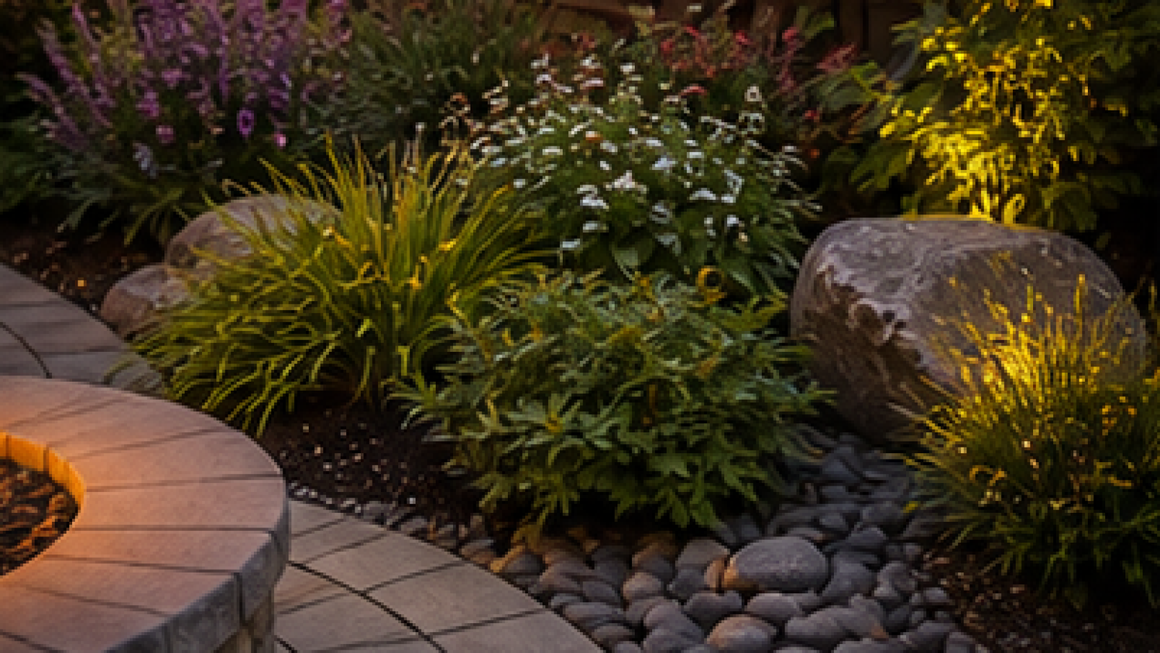 Backyard Fire Pit Landscaping Ideas materials and planting