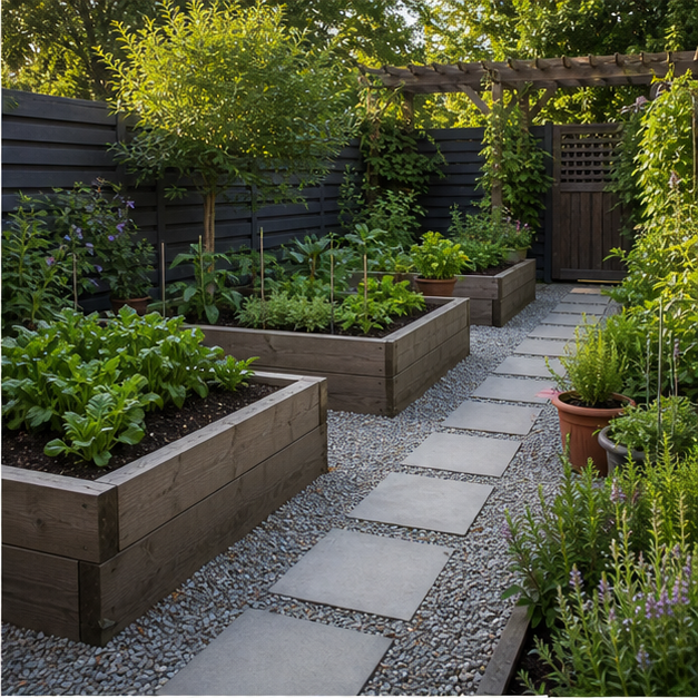 Backyard Garden Ideas with stone texture