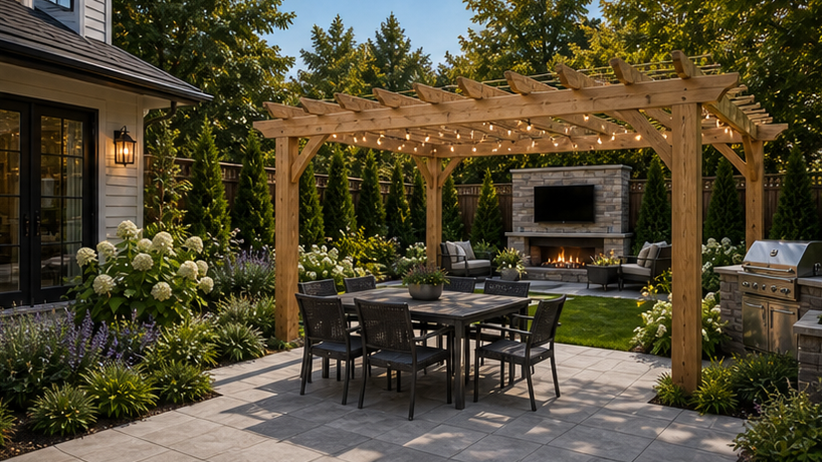 Backyard Ideas with a pergola accent
