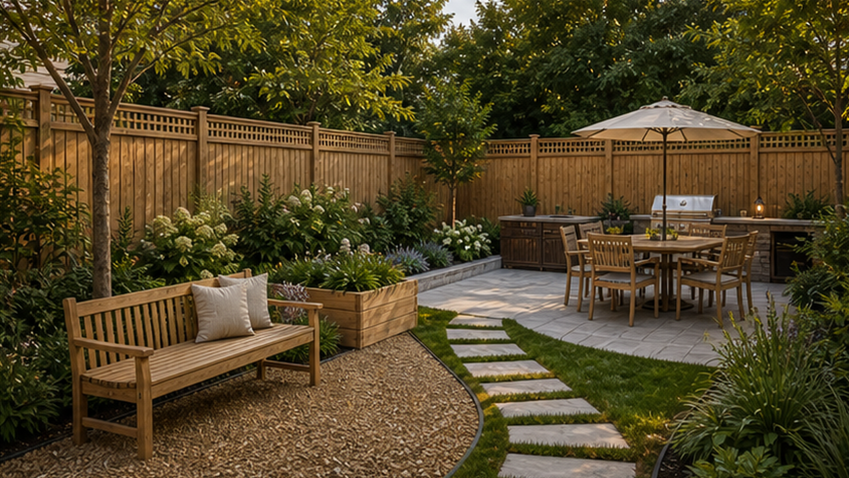 Backyard Ideas with natural wood accents