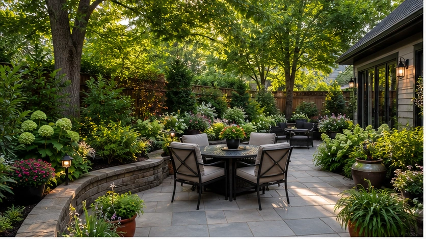 Backyard Ideas with lush planting
