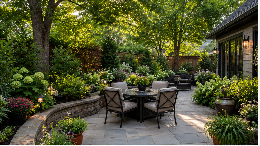 Backyard Ideas with lush planting