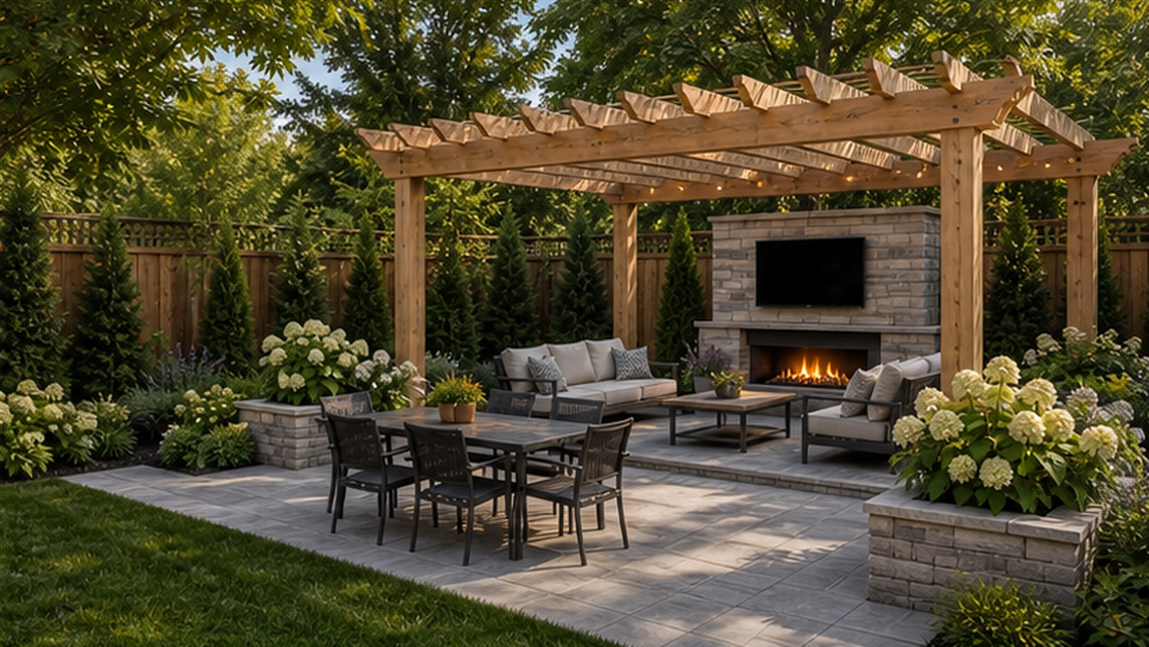Backyard Ideas with a pergola accent