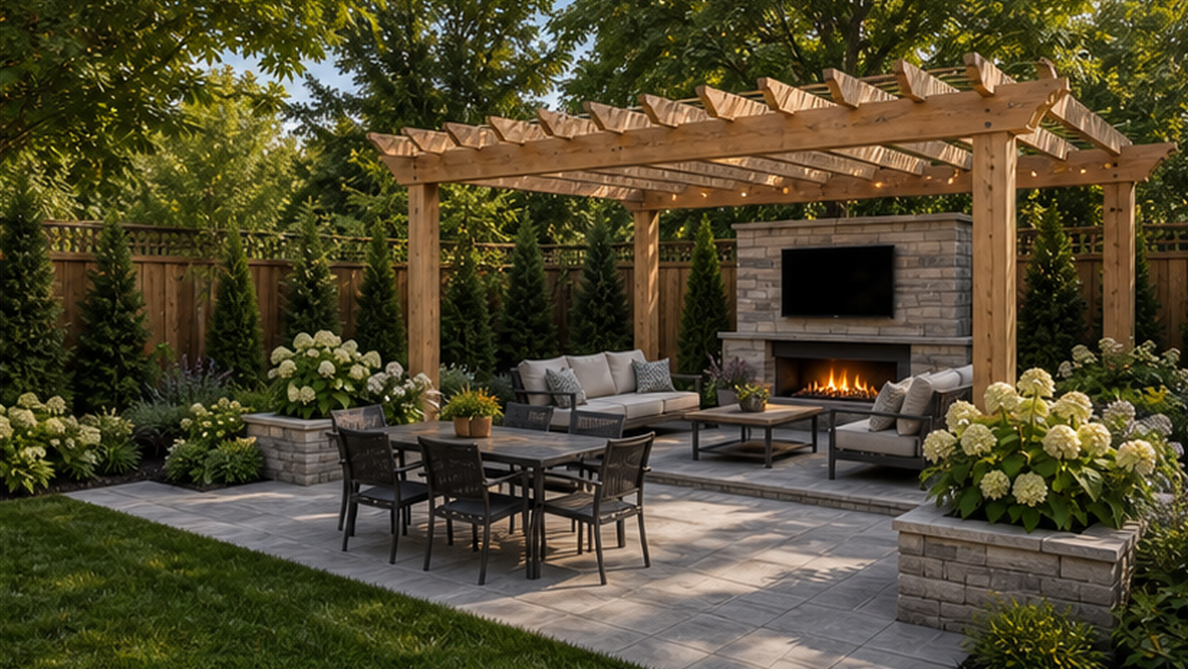 Backyard Ideas with a pergola accent