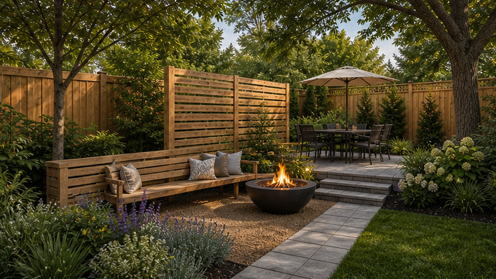 Backyard Ideas with natural wood accents