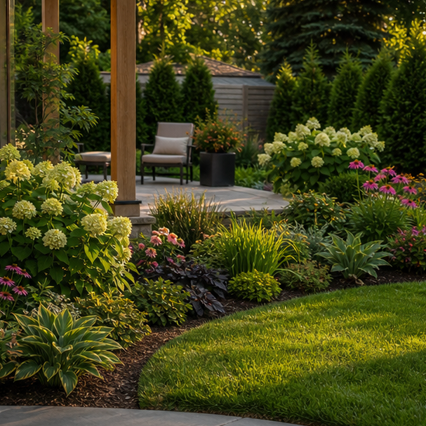 Backyard Landscaping Designer with layered planting