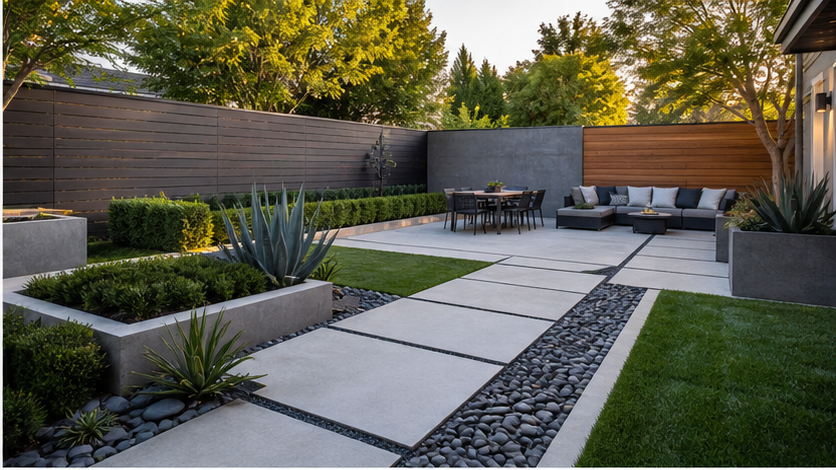 Backyard Landscaping Ideas with modern lines
