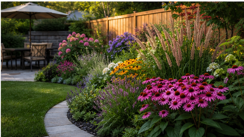 Backyard Landscaping Ideas with seasonal color