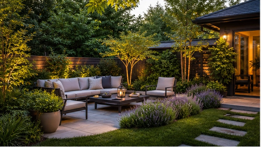 Backyard Landscaping Ideas with seating zone