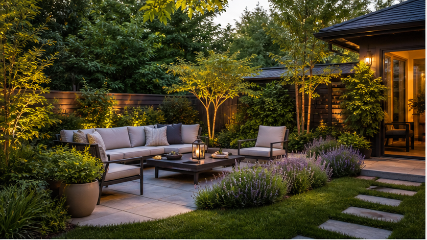 Backyard Landscaping Ideas with seating zone