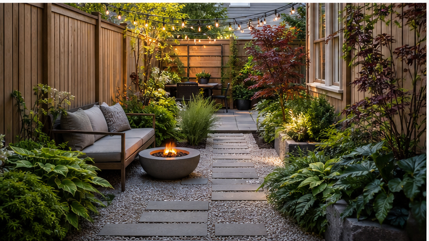 Backyard Landscaping Ideas with small-space angle