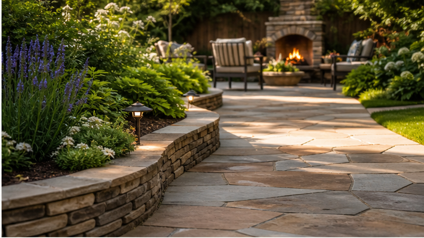 Backyard Landscaping Ideas with stone texture