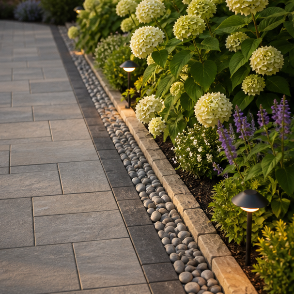 Backyard Patio Border Ideas planting and material detail