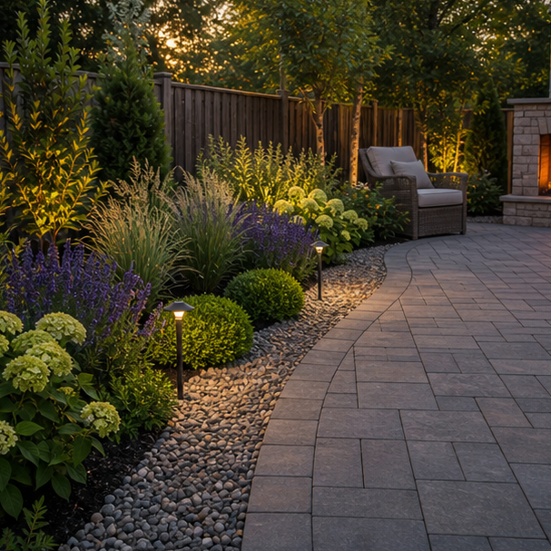 Backyard Patio Border Ideas with gravel strip