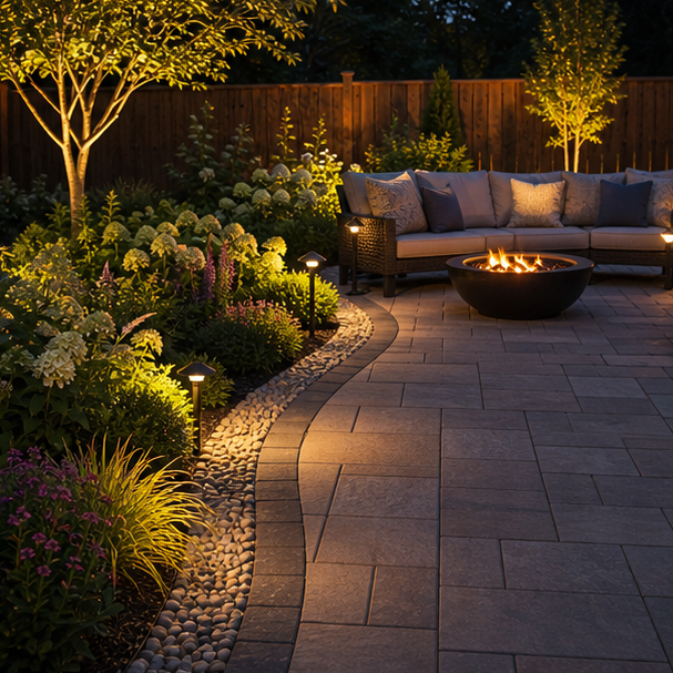 Backyard Patio Border Ideas lighting idea