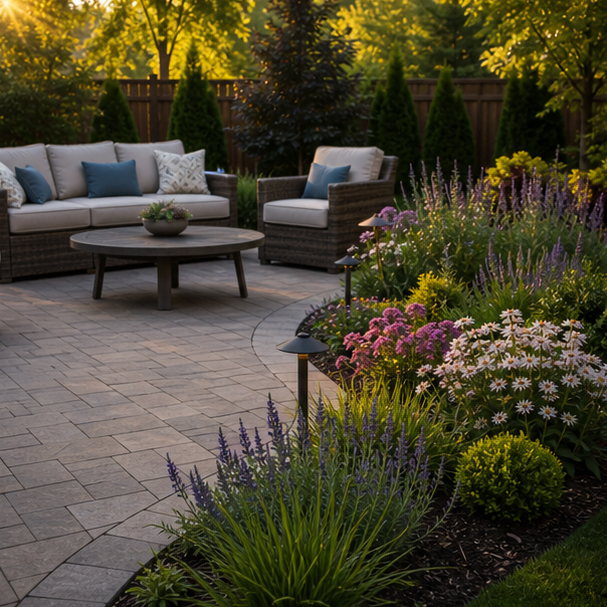 Backyard Patio Border Ideas with lounge border