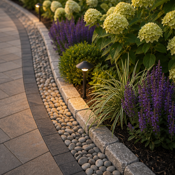 Backyard Patio Border Ideas materials and planting