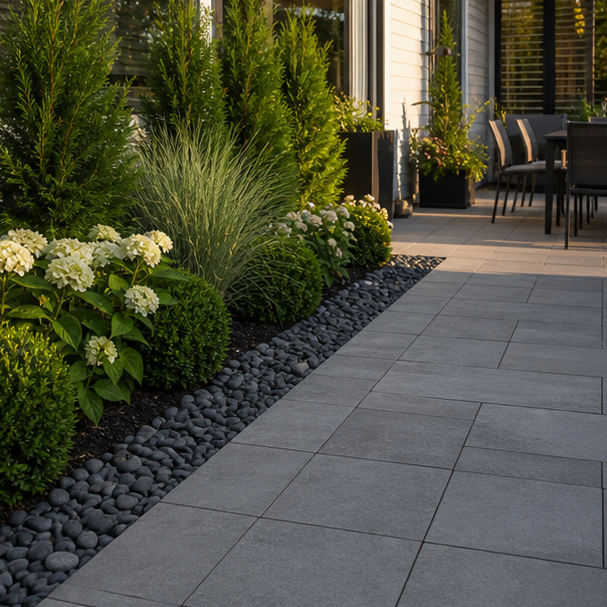 Backyard Patio Border Ideas with modern edge