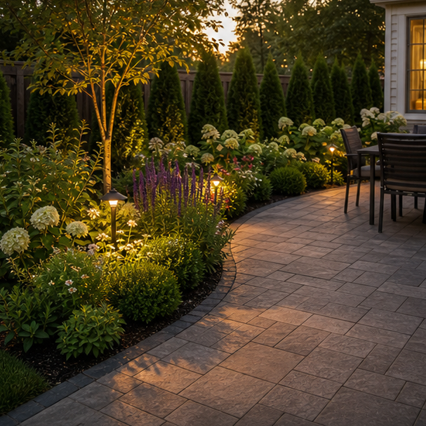 Backyard Patio Border Ideas with planting edge