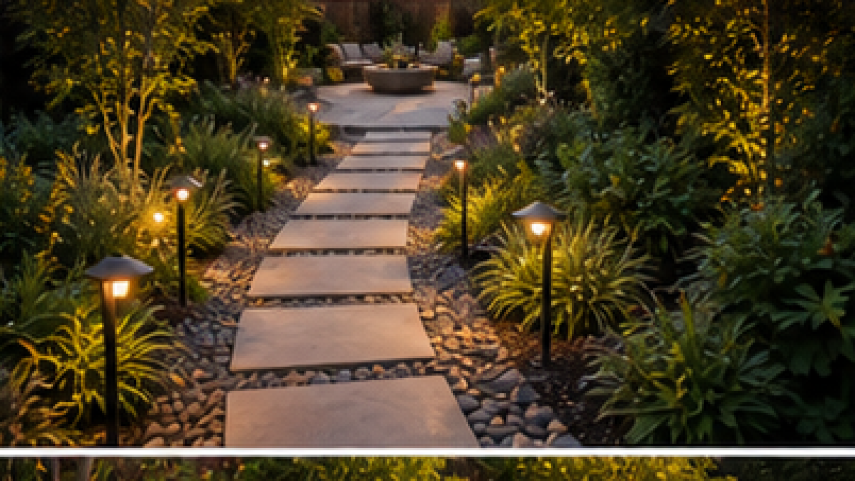 Backyard Seating Area Ideas with path lights
