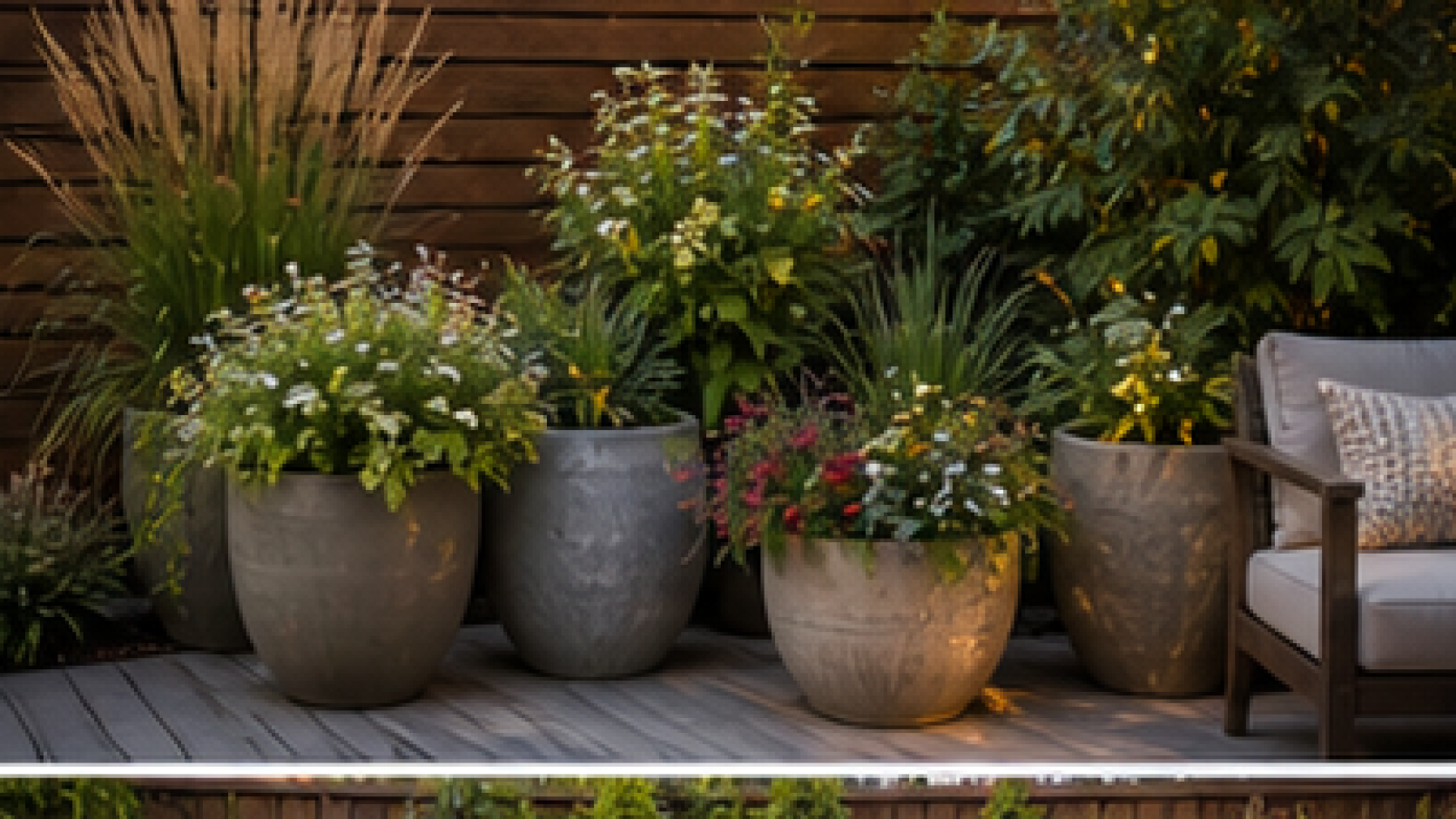 Backyard Seating Area Ideas with planters