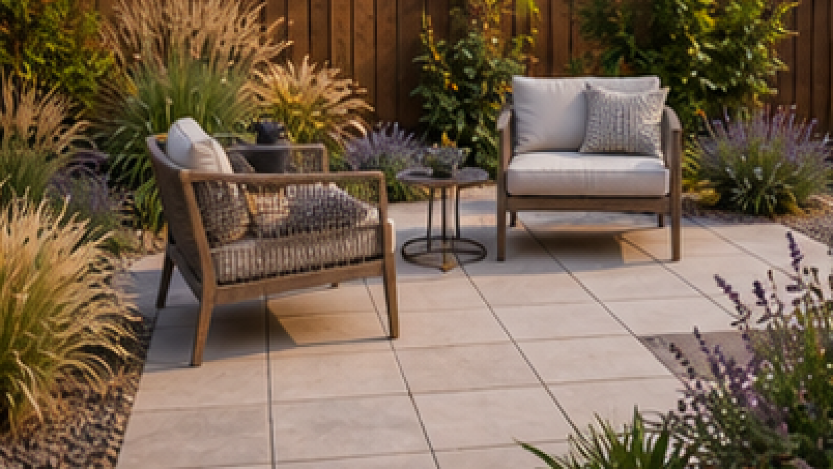 Backyard Seating Area Ideas with light pavers