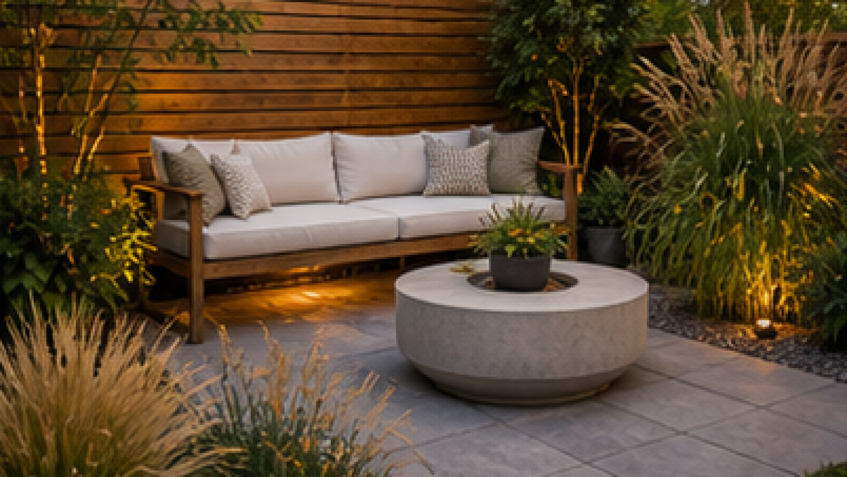 Backyard Seating Area Ideas with natural wood