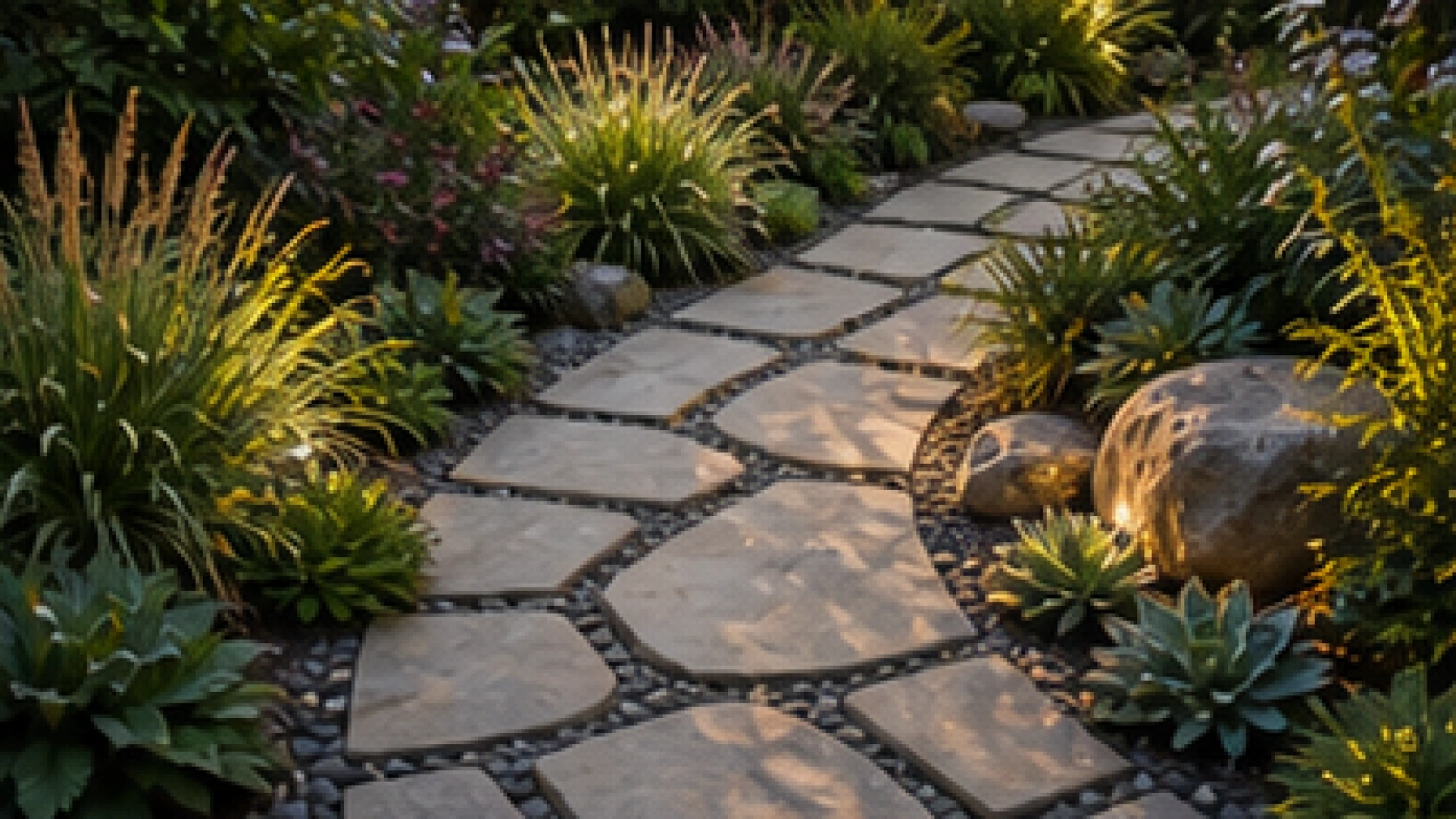Backyard Walkway Ideas planting and material detail